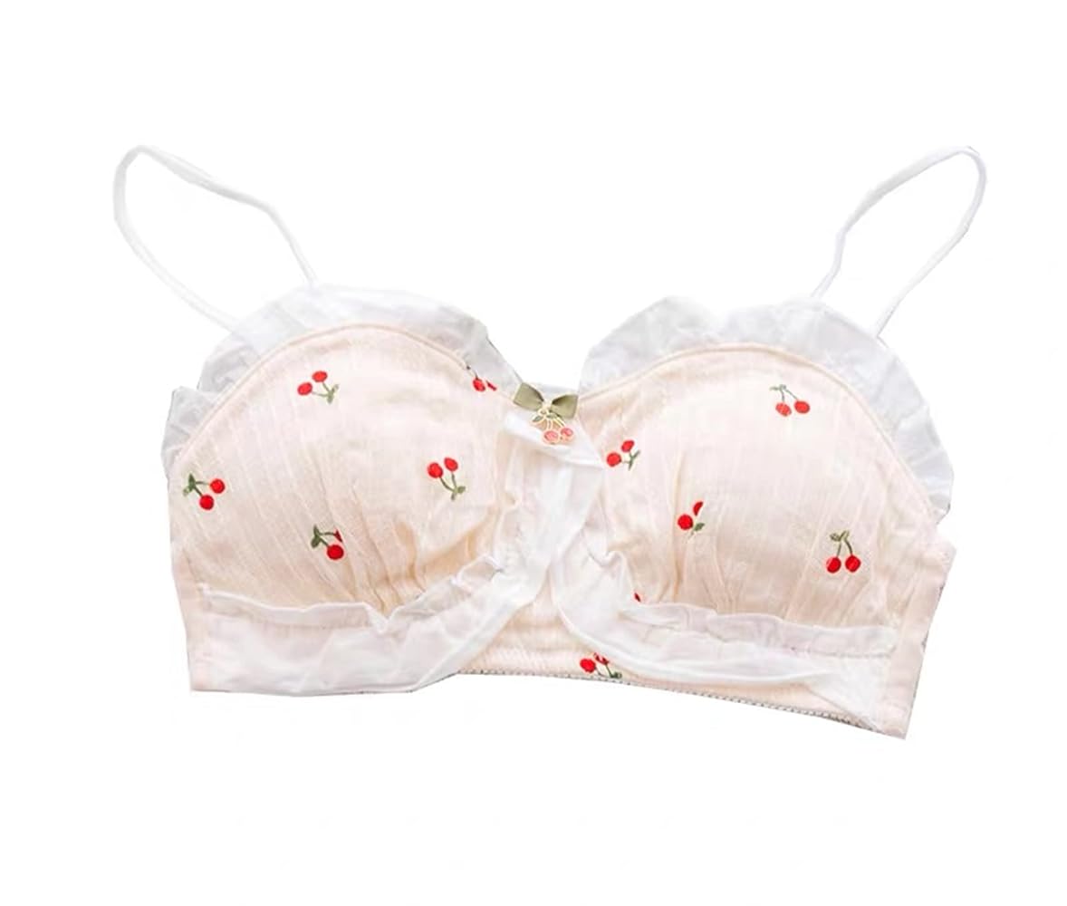 Amazon | [Mimomomm] さくらんぼ 綿 ブラジャーセット ノン